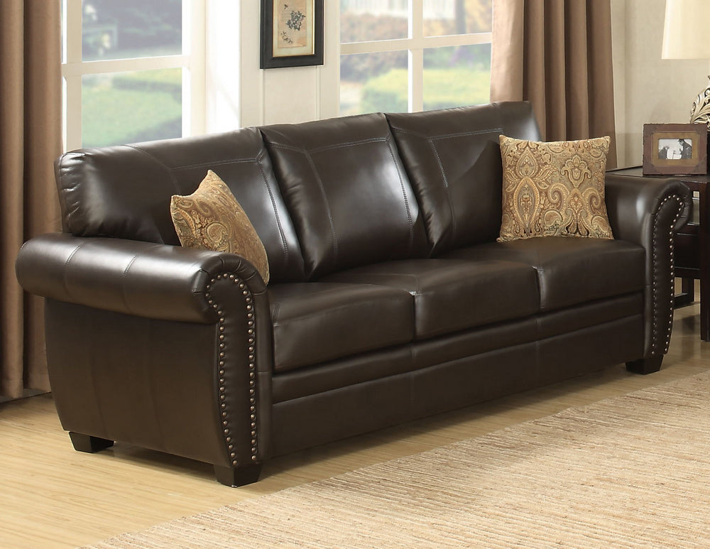 Louis Dark Brown Leather Gel Sofa (Oversized)