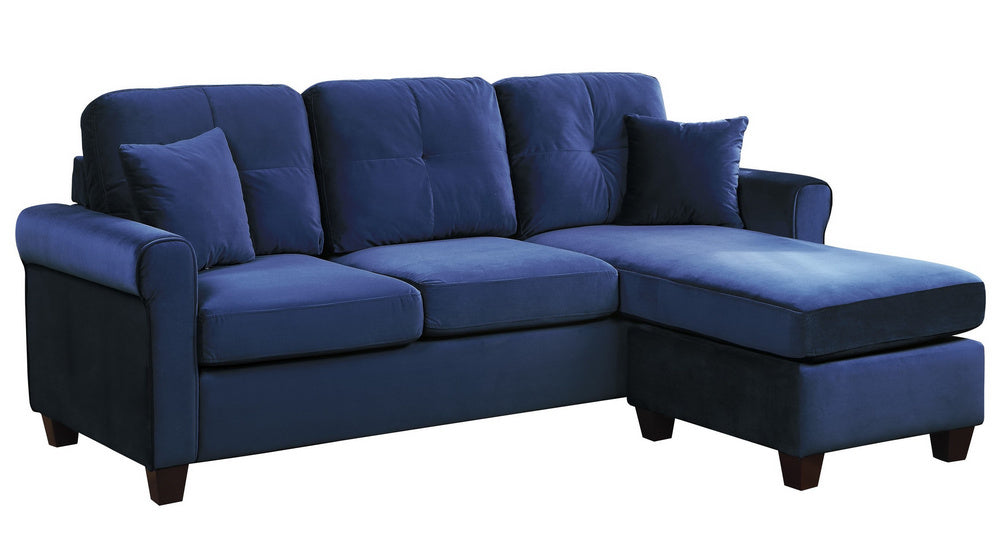 Monty Navy Velvet Reversible Sectional Sofa