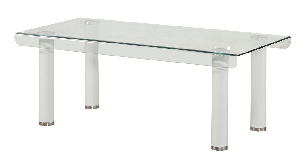 Gordie White Metal/Clear Glass Top Coffee Table with Bending Edge