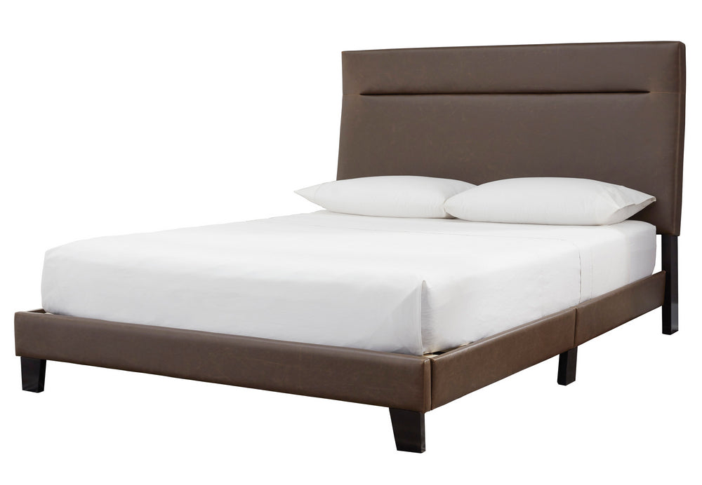 Adelloni Brown Faux Leather Queen Platform Bed