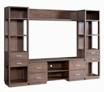 Leyla 4-Pc Walnut Oak Wood Entertainment Center