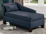 Lillia Dark Blue Fabric Tufted Chaise Lounge with Storage