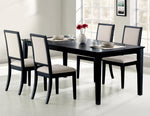 Louise 5-Pc Black Wood/Cream Fabric Dining Table Set