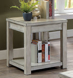 Meadow Antique White Wood End Table with Shelf