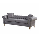 Juliet Grey Fabric 2-Seat Sofa with Rolled Arms