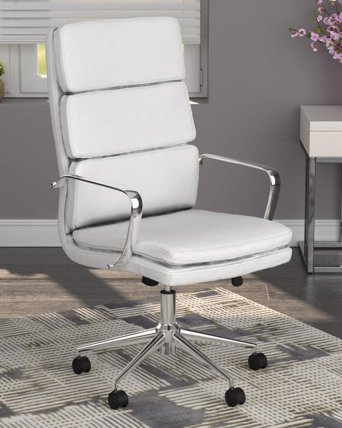 Destin White Leatherette/Metal Adjustable Office Chair