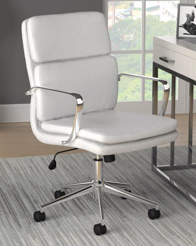 Destin White Leatherette/Metal Adjustable Office Chair