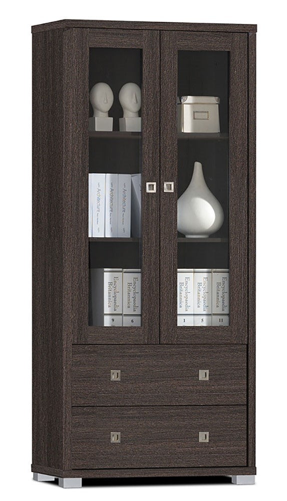 Laura Espresso Wood Storage Cabinet w/2 Drawers