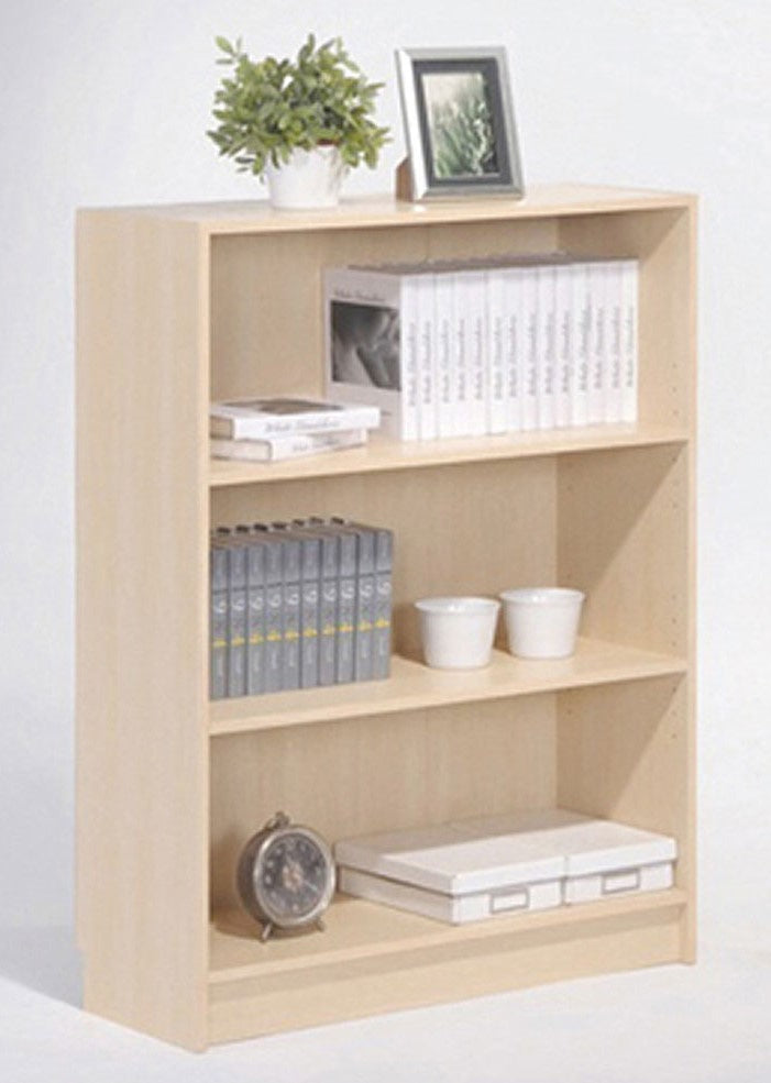 Perlita Natural Wood 3-Tier Wide Bookshelf