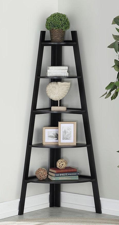 Darlene Black Wood 5-Tier Corner Rack