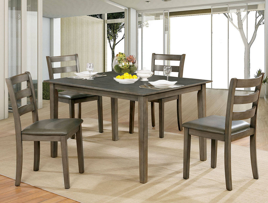 Marcelle 5-Pc Gray Wood Dining Table Set