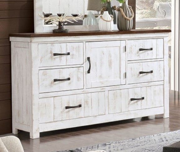 Alyson Distressed White Wood Dresser