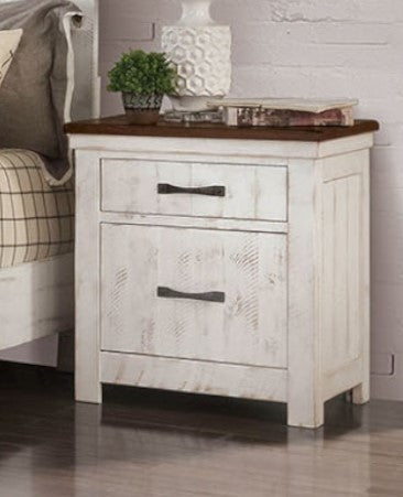 Alyson Distressed White Wood Nightstand