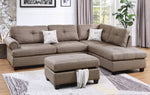 Nadia Mocha Fabric Reversible Sectional Sofa with Ottoman