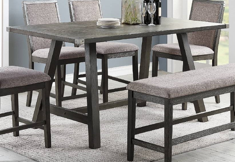 Zavia Dark Grey Wood Rectangular Counter Height Table