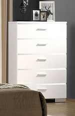 Malte White Wood Chest with 5 Drawers