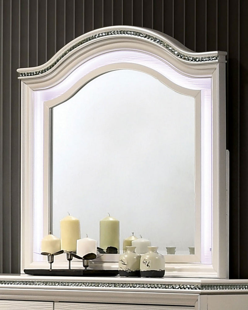 Allie Pearl White Wood/Glass Dresser Mirror