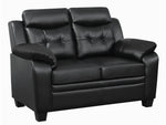 Finley Black Leatherette Loveseat