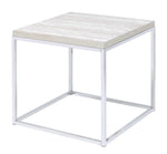 Snyder Chrome Metal/Wood Square End Table