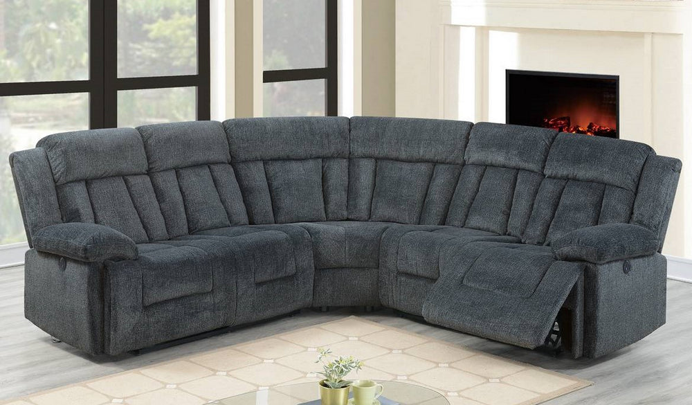 Candy 3-Pc Grey Chenille Power Recliner Sectional Sofa