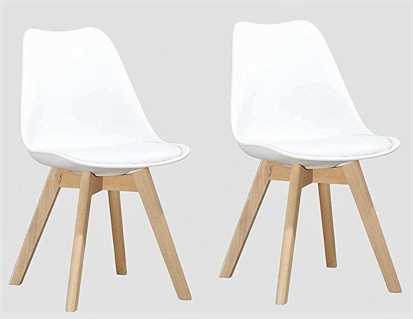 Giselle 2 White Faux Leather/Wood Side Chairs