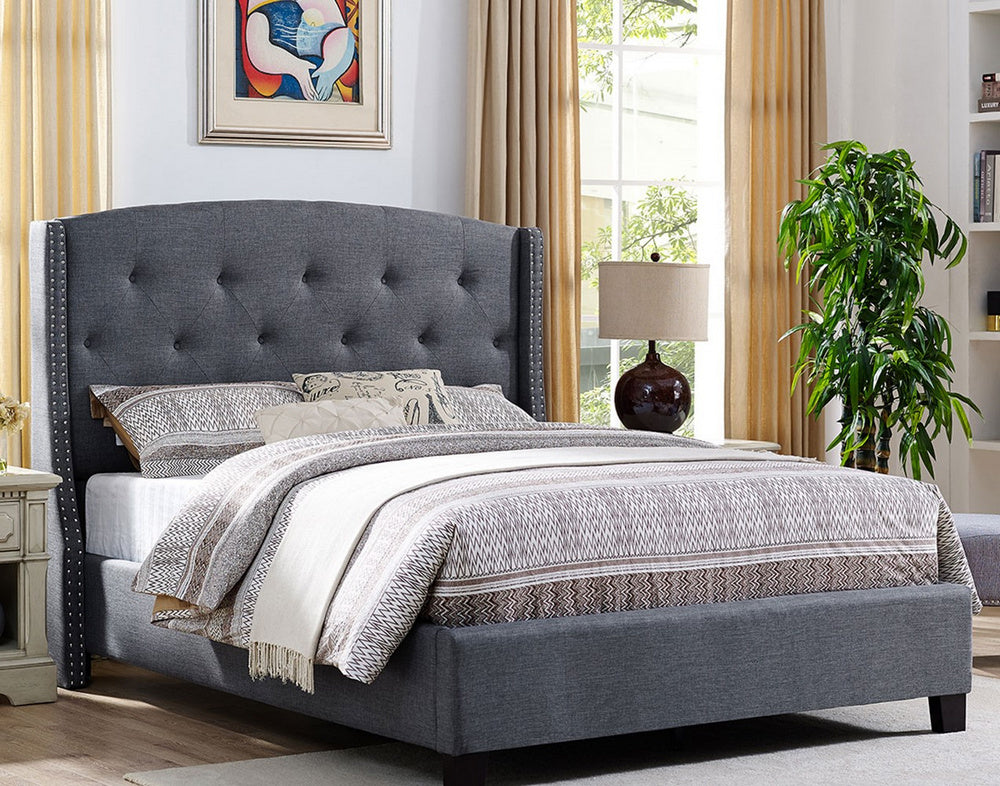 Liviana Gray Linen Upholstered King Bed