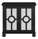 Poppy Antique Black Wood Accent Chest with Mirror Inlay