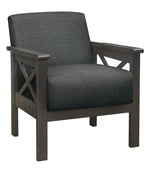 Herriman Dark Gray Fabric Accent Chair with Wooden Arms
