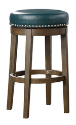 Westby 2 Green Bi-Cast Vinyl/Brown Wood Bar Stools