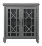 Eliza Antique Gray Wood Accent Chest with Glass Inlay