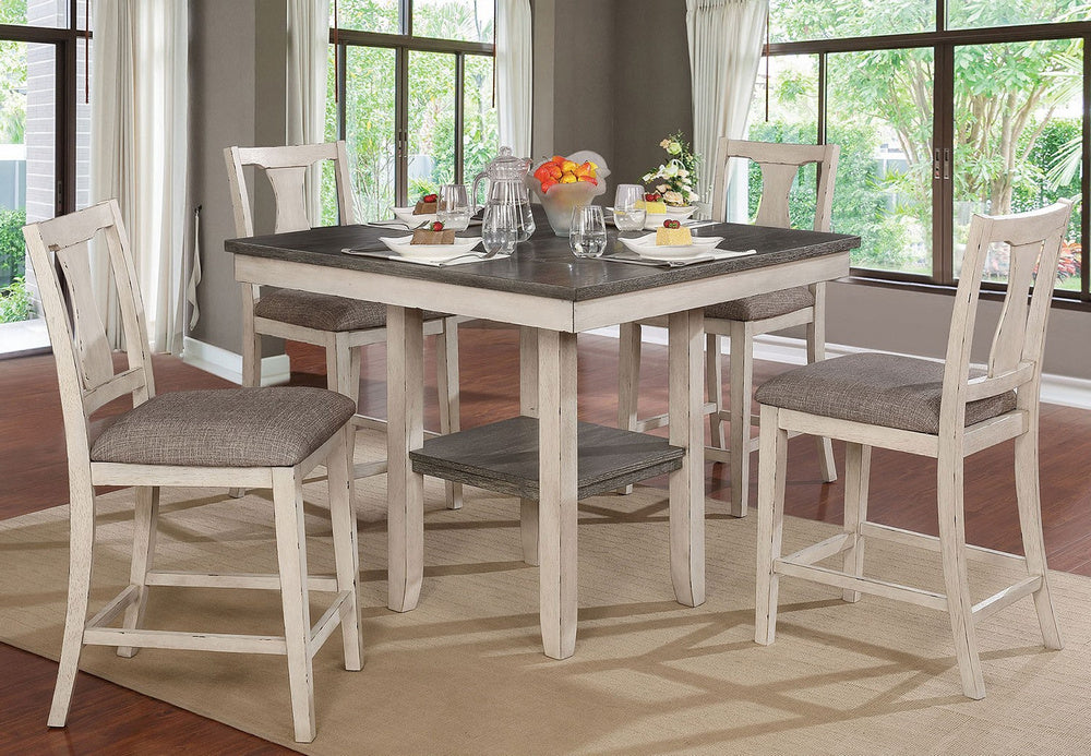 Ann II 5-Pc White Counter Height Table Set