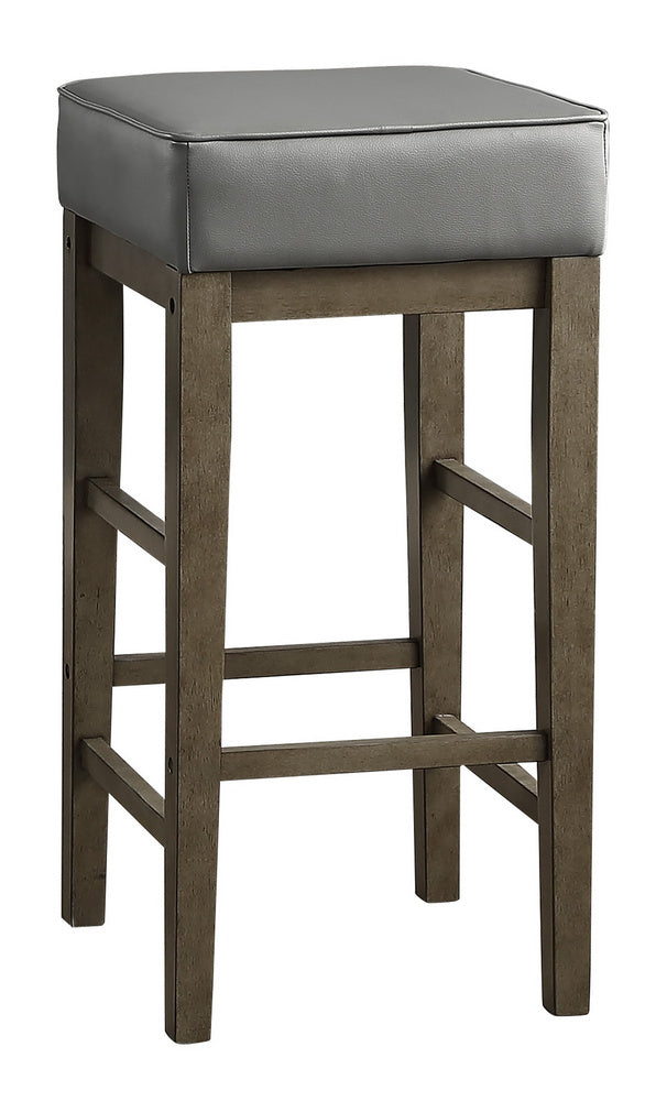 Pittsville 2 Gray Faux Leather/Wood Bar Stools