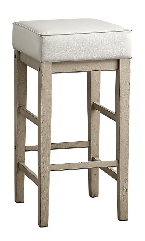 Pittsville 2 White Faux Leather/Wood Bar Stools