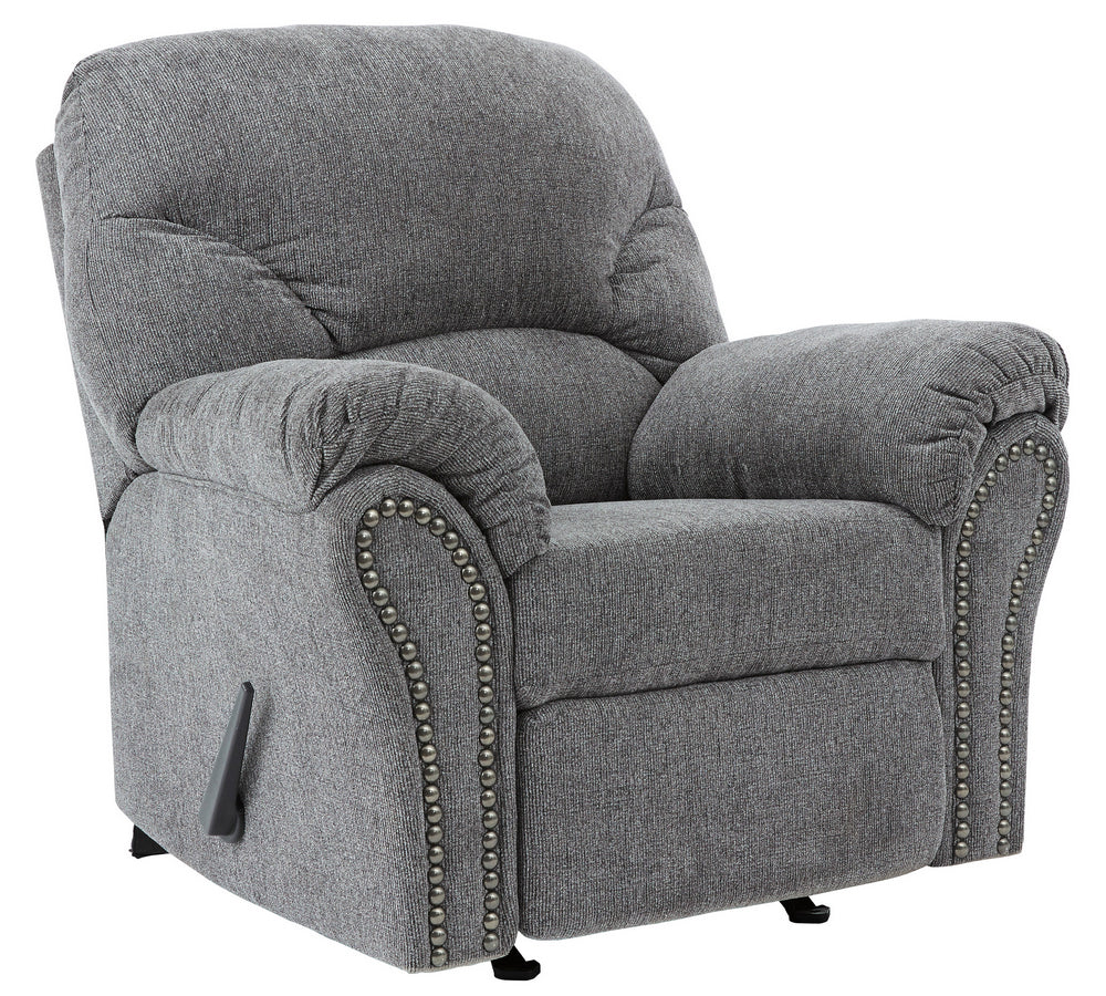 Allmaxx Pewter Fabric Manual Rocker Recliner