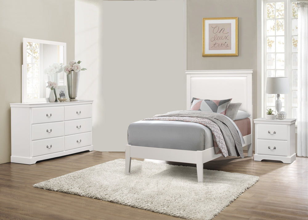 Seabright 4-Pc White Wood Twin Bedroom Set