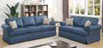 Gloriana 2-Pc Blue Glossy Polyfiber Sofa Set