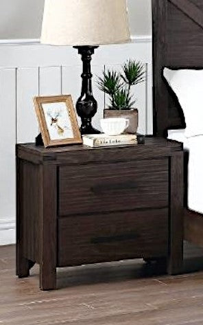 Hayley Dark Brown Wood 2-Drawer Nightstand