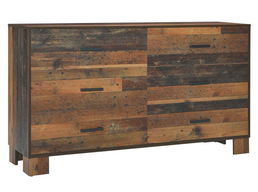 Sidney Rustic Pine Wood 6-Drawer Dresser