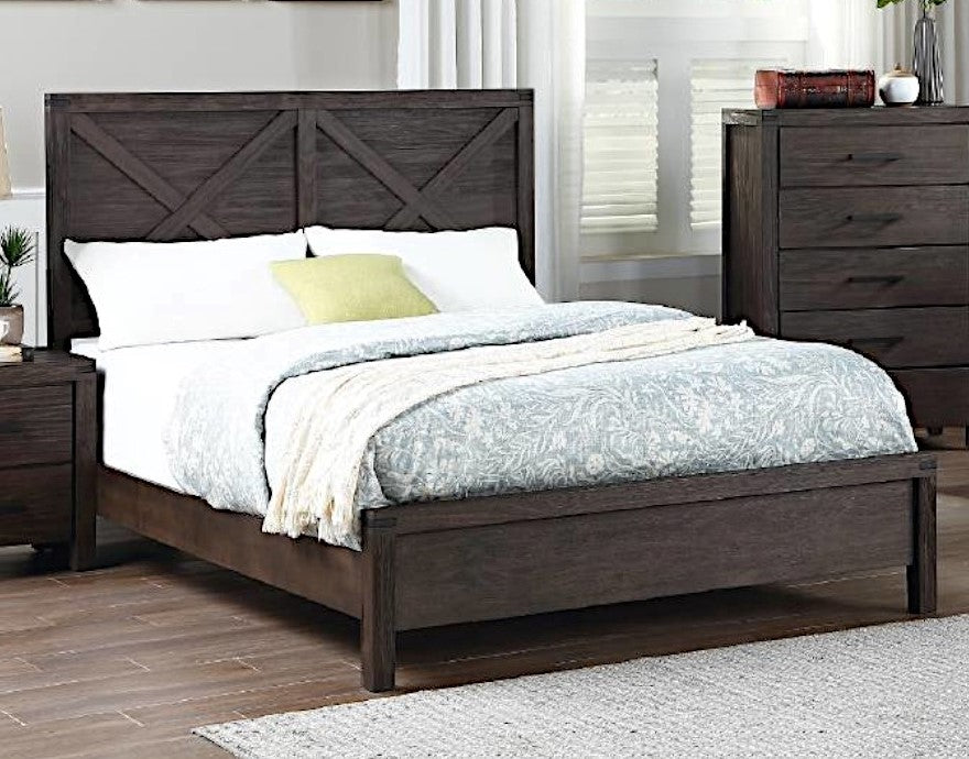 Hayley Dark Brown Wood King Bed