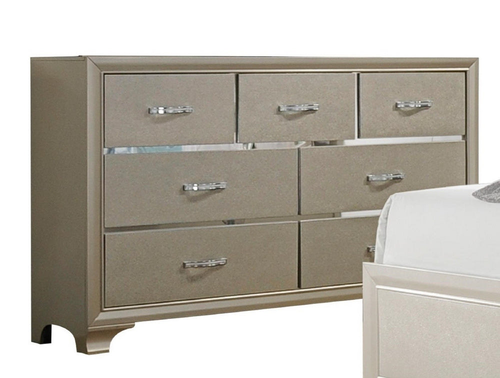 Carine Champagne Wood 7-Drawer Dresser