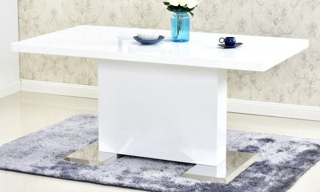 Melrose White Lacquer Wood Dining Table