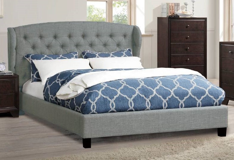 Sonya Grey Polyfiber Tufted Cal King Bed