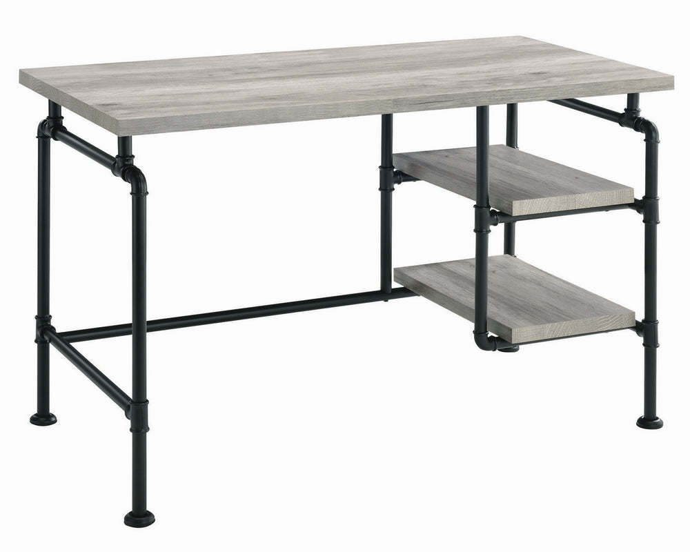 Delray Grey Driftwood Wood/Black Metal Writing Desk