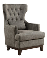 Adriano Gray Linen Fabric Button Tufted Accent Chair