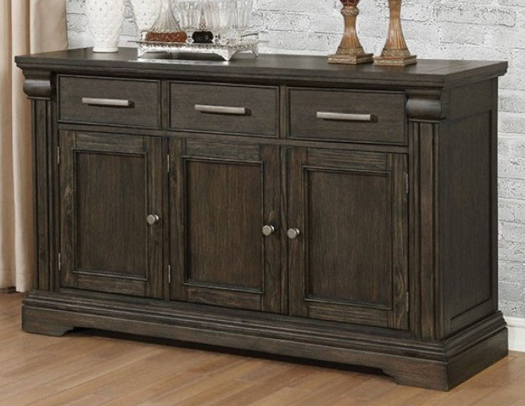 Faulk Espresso Wood Server with 3 Drawers