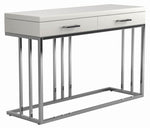 Idalia Glossy White Wood/Chrome Metal Sofa Table