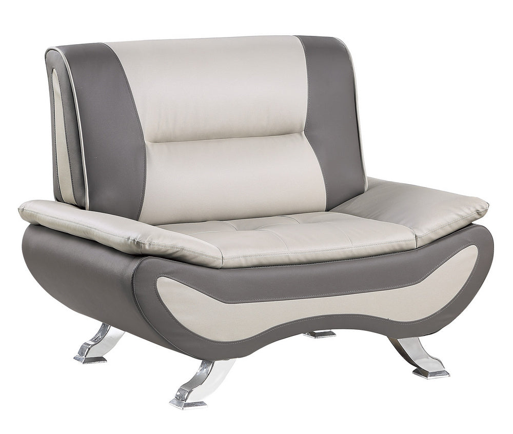 Veloce Beige/Gray Faux Leather Chair