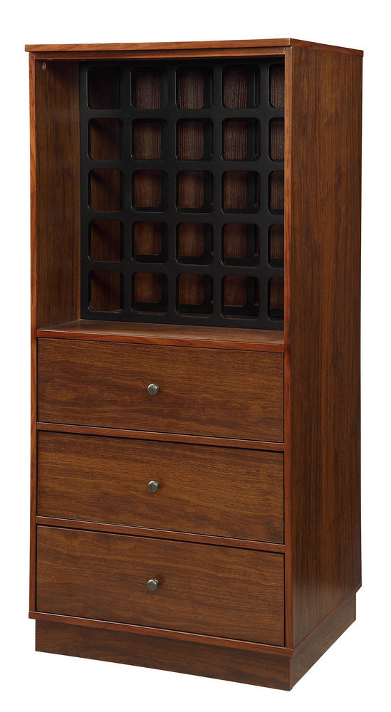 Wiesta Walnut Finish Wood Wine Cabinet with 3 Drawers