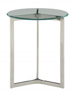 Volusius Clear Glass/Stainless Steel Square End Table