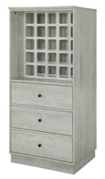 Wiesta Antique White Finish Wood Wine Cabinet with 3 Drawers